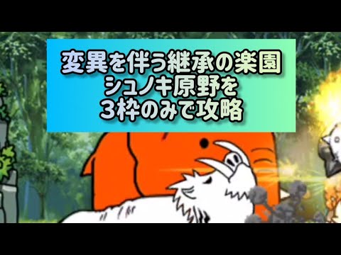変異を伴う継承の楽園 シュノキ原野を３枠のみで攻略【にゃんこ大戦争】 サムネイル