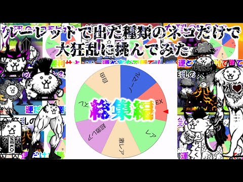 【にゃんこ大戦争】ルーレットで出た種類のネコだけで大狂乱に挑んでみた【総集編】【ゆっくり】 サムネイル