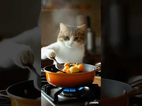 AI猫が料理する！？人工知能×猫の可愛いクッキングショーDIY shorts 猫 ai猫 料理 cat catshor…