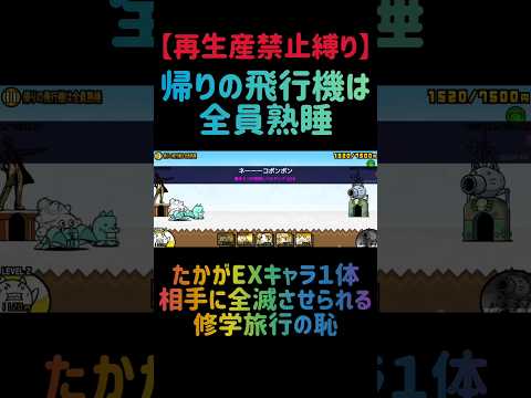 【再生産禁止縛り】ムートがいれば帰りの飛行機は全員熟睡を出撃１体のみで攻略出来る説 にゃんこ大戦争 サムネイル
