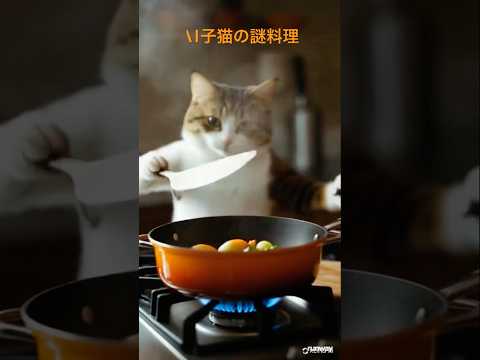 子猫が料理！？かわいい癒しの子猫とキッチンで楽しむ不思議な世界 shorts 子猫 猫 サムネイル