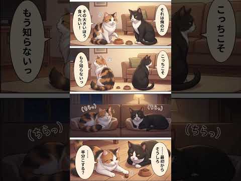 猫の四コマ漫画【おもちとハチ】第1話 サムネイル