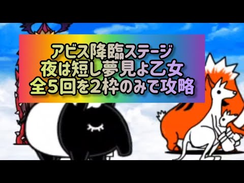 アビス降臨ステージ 夜は短し夢見よ乙女 全５回を２枠のみで攻略【にゃんこ大戦争】 サムネイル