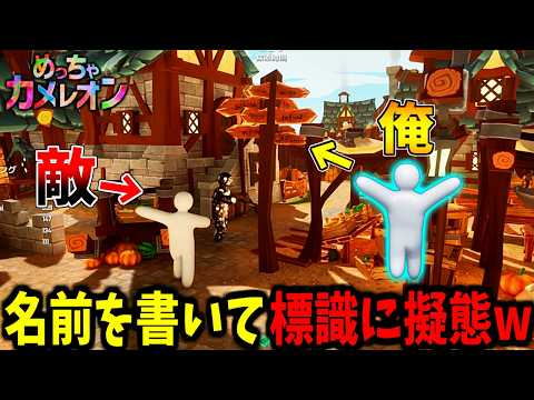 【めっちゃカメレオン】自分の名前を標識に書いて擬態してかくれんぼw